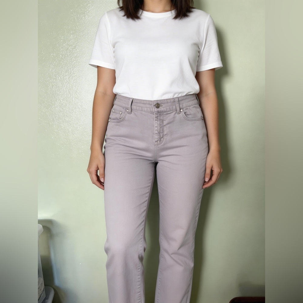 Talbots Women's  Gray Straight Leg Jeans Boyfriend Style Cotton Blend Size 10